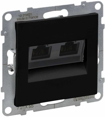 Juodas 2x RJ45 UTP 6A lizdas SUNO Legrand 721455