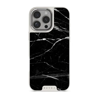 Noir Origin - Black Marble iPhone 16 Pro Max Case, Elite Light (MagSafe) / Silver