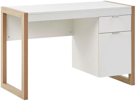 Beliani Rašomasis stalas JOHNSON rudas / baltas 112 cm 50 cm su saugojimo vieta