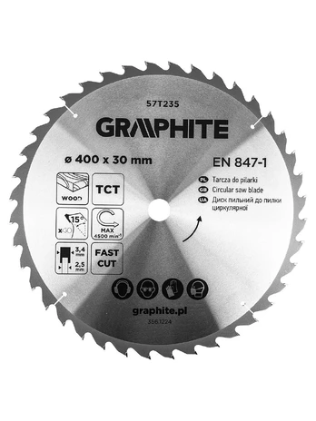 Graphite Diskinio pjūklo diskas, Widia, 400 x 30 mm, 40 dantų