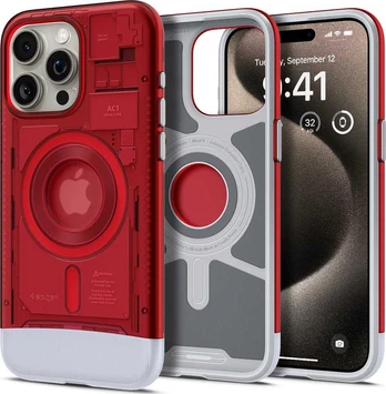 Dėklas Spigen Classic C1 MagSafe, ruby - iPhone 15 Pro Max