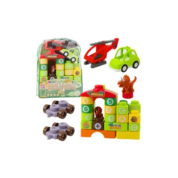 Educational Construction Blocks in a Backpack Dinosaurs Numbers Letters 49 pcs.