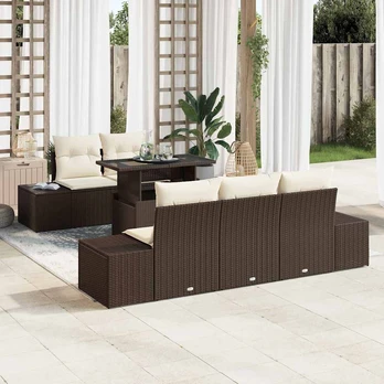 Sodo Sofa Rinkinys 6 Gabalai Ruda Poli ratanas