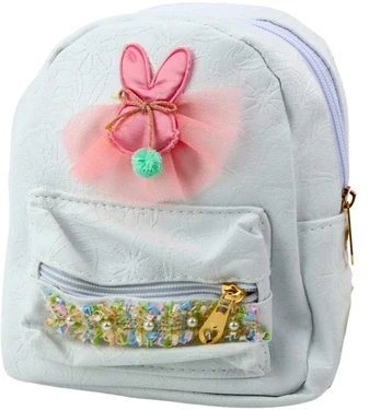 Lean Children's Backpack Rabbit Tulle Decorative Tape Baltas 2.5L 20cm