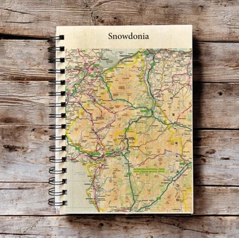 OS Map Wooden Lined Notebook - Snowdonia National Park