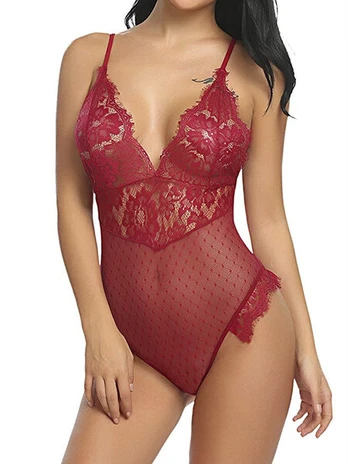 Seksualus nėriniuotas bodis Red Lace Temptation