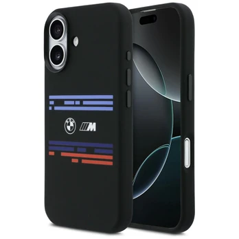 Dėklas BMW M Silicon Horizontal Line MagSafe do iPhone 17 juoda