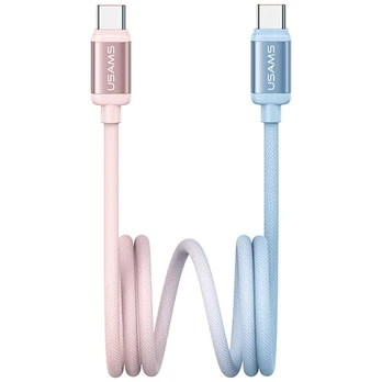 Cable USAMS Bicolor Series SJ756 PD 60W USB-C USB-C 1.2m mėlynas and pink