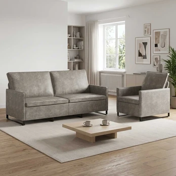 Sofa Sofos komplektas 2 vnt. Šviesiai pilka Dirbtinė zomša