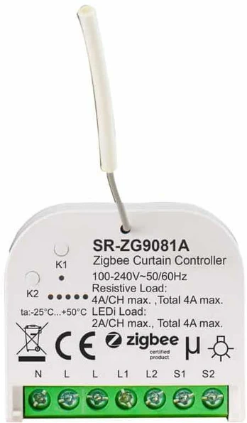 Sunricher Zigbee užuolaidų valdiklis 2X4A, 230V