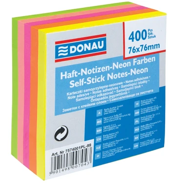 PBS SAVIMI ATIDARYTAS BLOKAS 76X76/400 5-KOL. NEONAS
