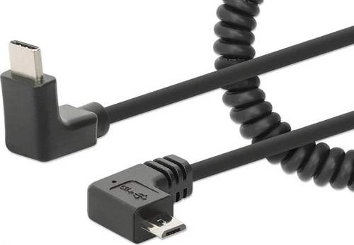 USB kabelis Manhattan USB-C - Juodas mikroUSB (356244)