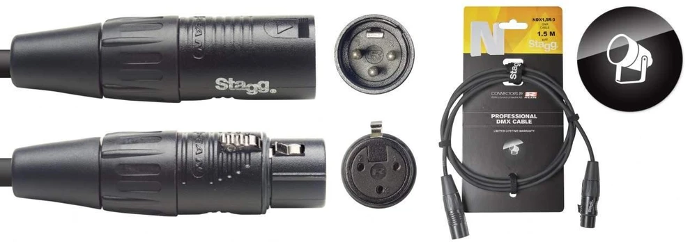 DMX kabelis Stagg NDX1,5R-3, 1,5m
