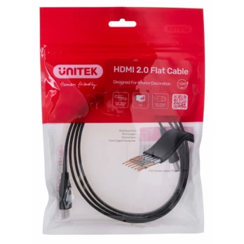 UNITEK HDMI KABELIS 2.0 4K60HZ, PLOKŠČIAS, 1,5 M