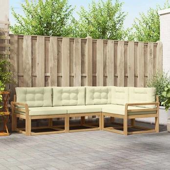Lauko sofos komplektas 3 pcs Balta ir kreminė Poliesteris