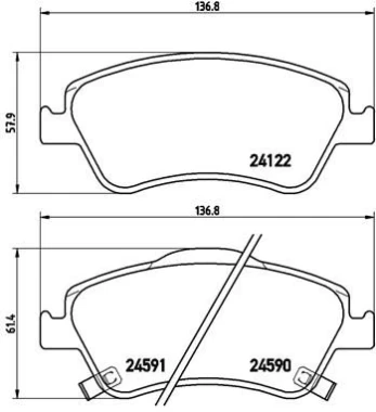 Stabdžių trinkelių rinkinys, diskinis stabdys BREMBO P 83 079