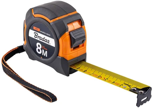 Matavimo ruletė Bradas SNAP, 8m/25mm, soft/stainless steel end