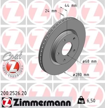 Stabdžių diskas ZIMMERMANN 200.2526.20