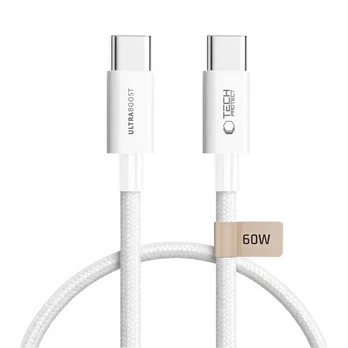 Baltas USB-C - USB-C PD 60W / 3A 50cm laidas "Tech-Protect Ultraboost Lite"