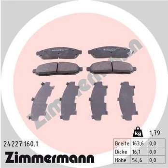 Stabdžių trinkelių rinkinys, diskinis stabdys ZIMMERMANN 24227.160.1