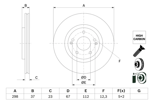 BOSCH 0 986 479 H05 Brake Disc