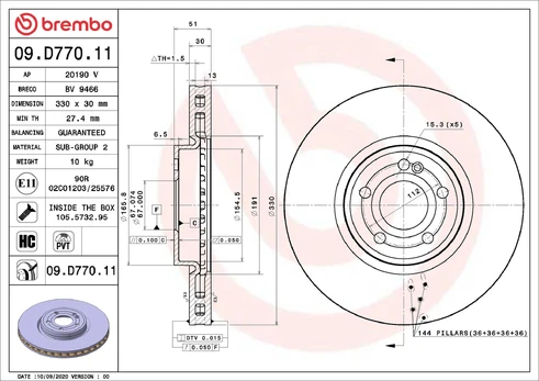 BREMBO 09.D770.11 Brake Discs