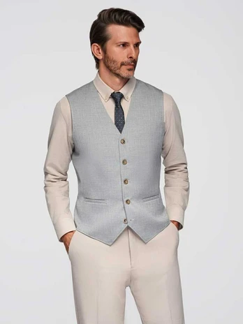 men's jacquard suit vest without lapels - light pilkas v1 om-blzv-0106