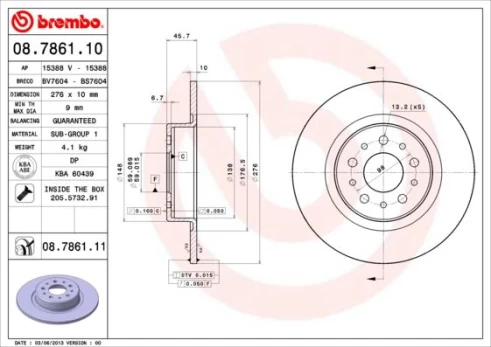 Stabdžių diskas BREMBO 08.7861.11
