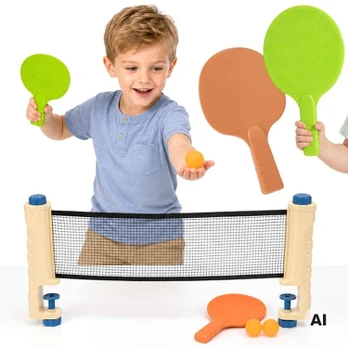 WOOPIE Table Tennis Set with Net 6 Pieces Ping Pong