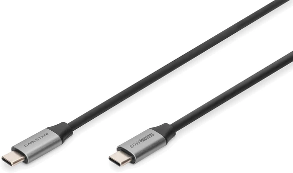 Kabelis Digitus USB-C - USB-C USB-C, USB-C, 1 m, juoda/pilka