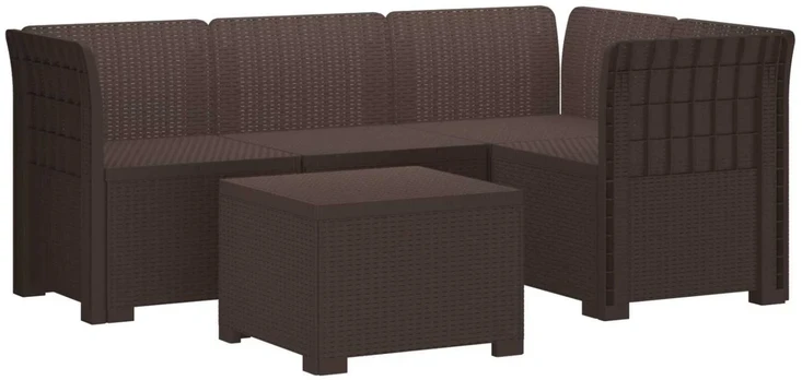 4 Vietų Sodo Sofa Ratanų Imitacija PP Ruda