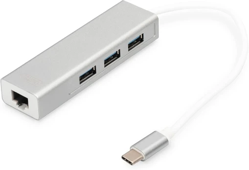 Digitus usb type-c adapterio kabelis ir šakotuvas, sidabrinis, sidabro spalvos