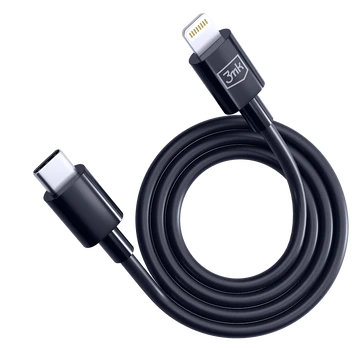 3MK Hyper Cable USB-C - Lightning 20W 1.2m Juodas/Juodas Kabelis