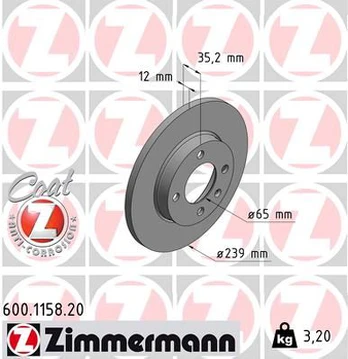 Stabdžių diskas ZIMMERMANN 600.1158.20