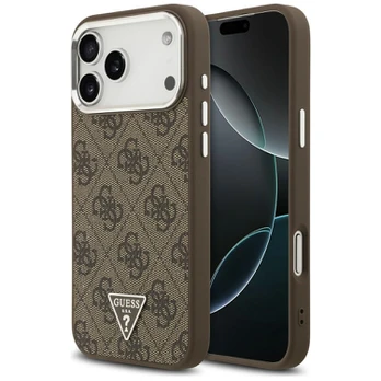 Dėklas Guess 4G Triangle Logo MagSafe do iPhone 18 Pro Max / 17 Pro Max ruda sidabrinė
