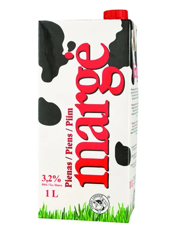 Pienas MARGĖ 3,2% riebumo, 1 l