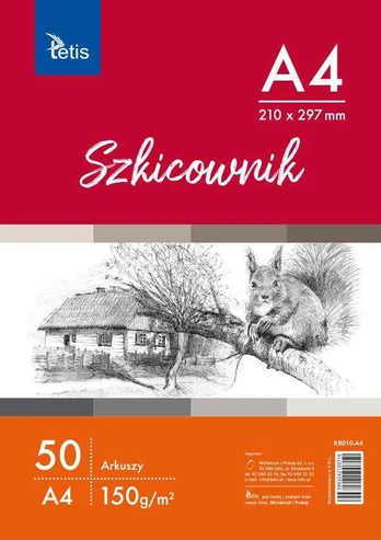 Tetis Szkicownik A4 50k balta