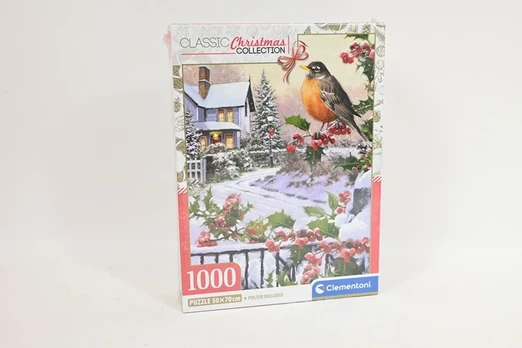 Clementoni CLE puzzle 1000 XMas Coll.Robin_HollyBushes 37129