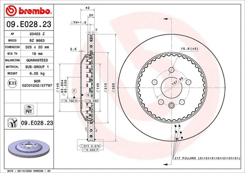 Stabdžių diskas BREMBO 09.E028.23