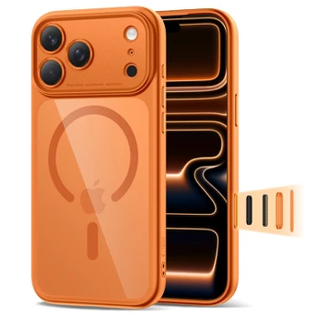 Oranžinis / skaidrus dėklas Apple iPhone 17 Pro Max telefonui "Tech-Protect MagPeak Magsafe CC"