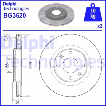 DELPHI BG3620 Brake Disc