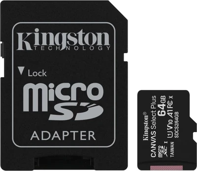Kingston Technology 64GB micSDXC Canvas Select Plus 100R A1 C10 Three Pack + Single ADP