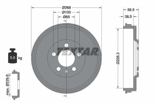 TEXTAR 94046000 Brake drum