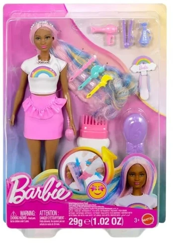 Mattel Lėlė Barbė su vaivorykštiniais plaukais