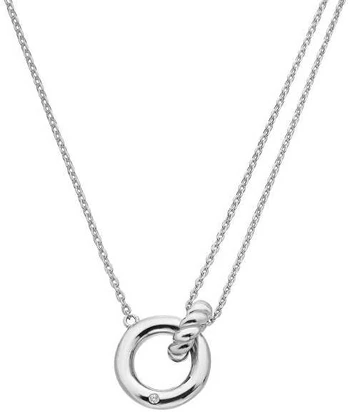 Hot Diamonds Sidabrinis Necklace with Diamond Interlocking Willow Circles DN210