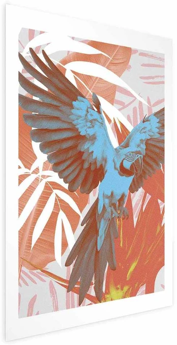 Artgeist Plakatas - Exotic Wings - parrot among abstract leaf patterns