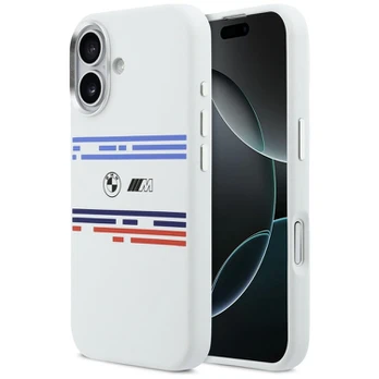 Dėklas BMW M Silicon Horizontal Line MagSafe do iPhone 17 balta