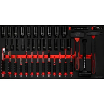 Hammer, chisel and impact socket set in foam insert, 40 pcs, KS Tools