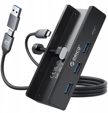 Orico USB-C 5Gbps | 15W | przykręcany | 3x USB-A | USB-C | juoda