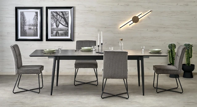 CHARLES table pilkas marble / juodas
